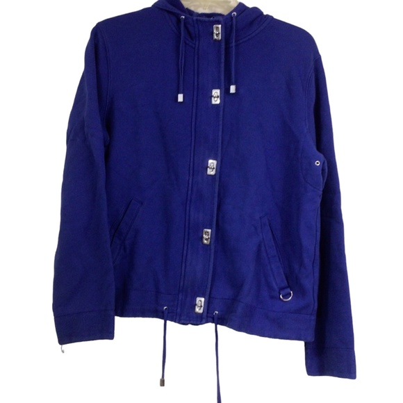 Ralph Lauren Jeans Company Women's Blue Full-Zip Hoodie With Turn Buttons M - Picture 1 of 10